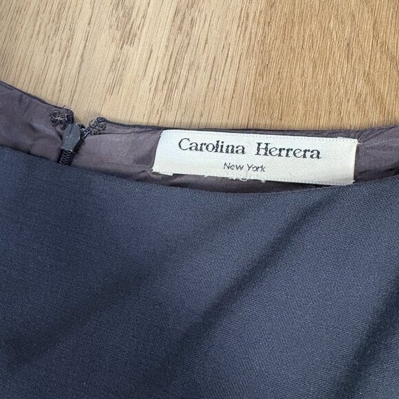 vintage Carolina Herrera navy dark blue wool dress size L 12 40" chest sheath - Picture 4 of 10